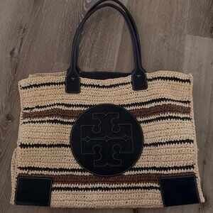 Tory Burch Large Stripe Ella straw tote
